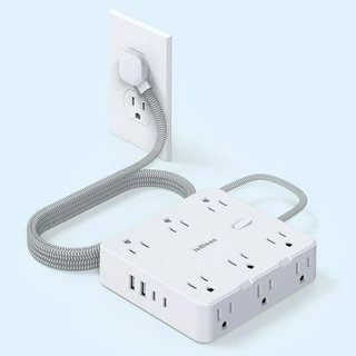 Tomada De Alimentação Multifuncional 16-in-1 , Embutida Para Carregamento Rápido , Segurança , Resistência A Choques , À Prova De Explosão , Com 12 Tomadas Amplo Espaço E 4 Portas USB , 1,5m Fios/Eua