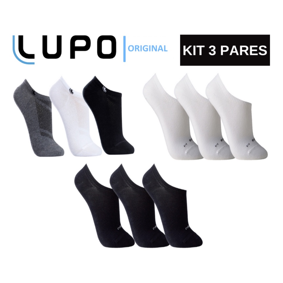 Kit Com 3 Pares Meias Lupo Soquete Sapatilha Invisível Baixa Esportiva Original