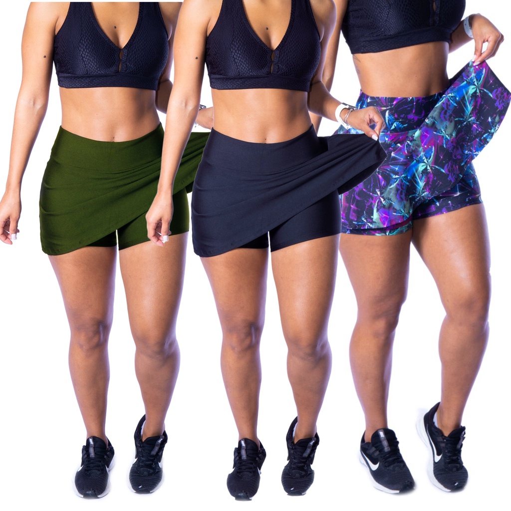 Short saia legging fitness bermuda legging academia roupa para