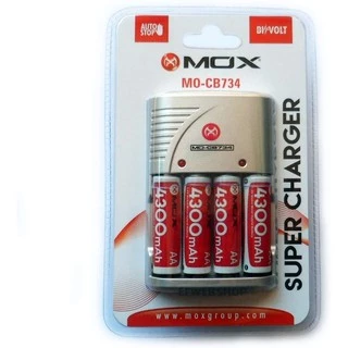Carregador Mox Mo-cb734 AA Com 4 Pilhas 4300mah - Bivolt