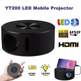 YT200 Mini Projetor De Vídeo Móvel Preto LED Suporta 1080P Home Theater Media Player Kids Mesma Tela Com Fio
