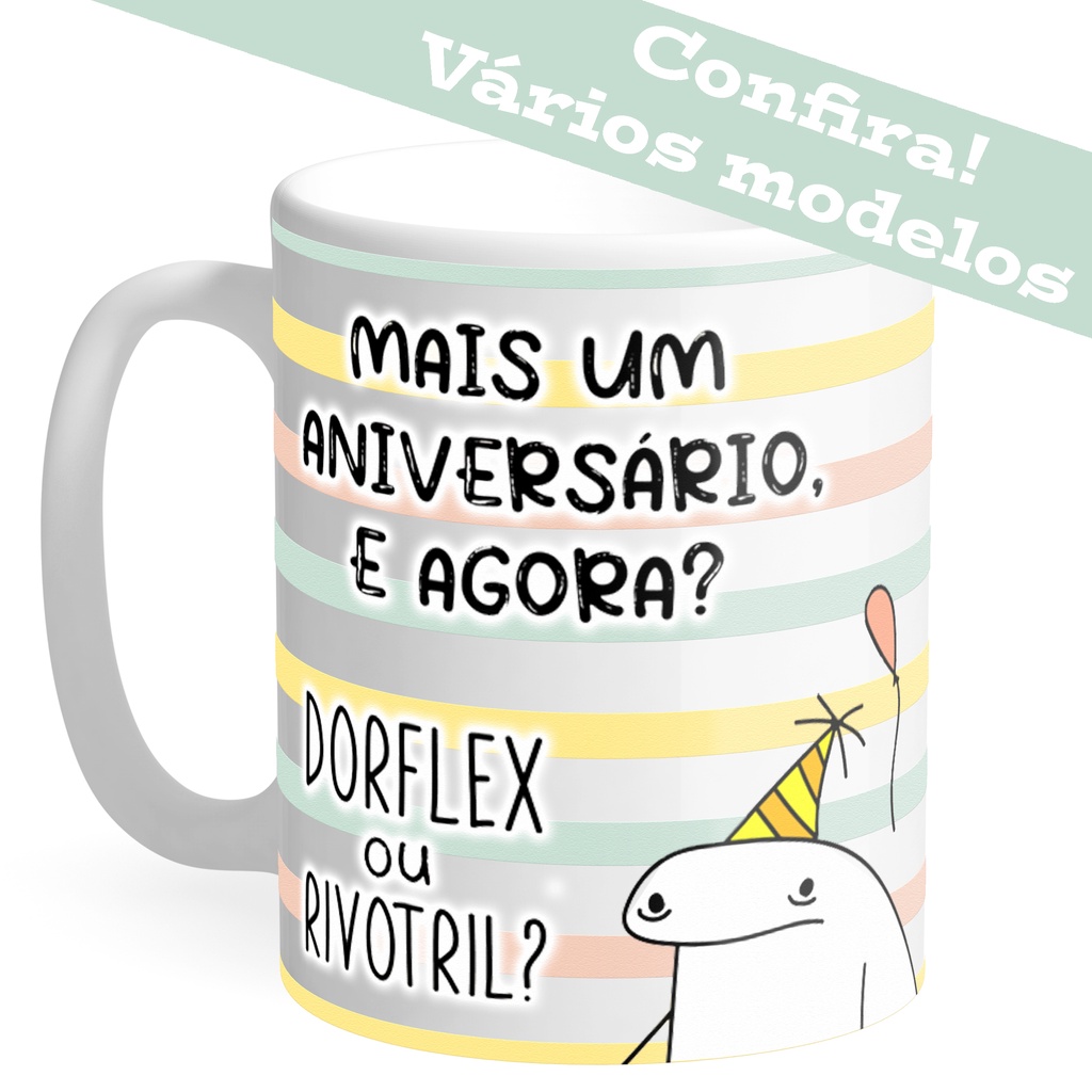 Caneca Flork Meme Aniversário Dorflex Ou Rivrotril