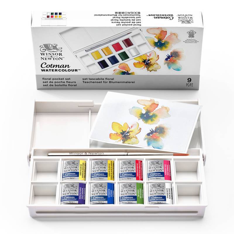 Estojo Aquarela Pastilha Winsor & Newton Cotman Floral Set | Shopee Brasil