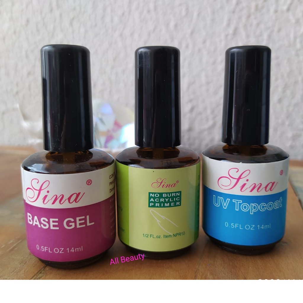 Kit Lina Prime Acido + Top Coat + Base em Gel Shopee Brasil