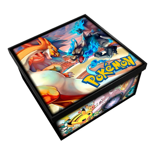 Porta Caixa Pokemon 800 Cartas Mdf cor Símbolos Coloridos