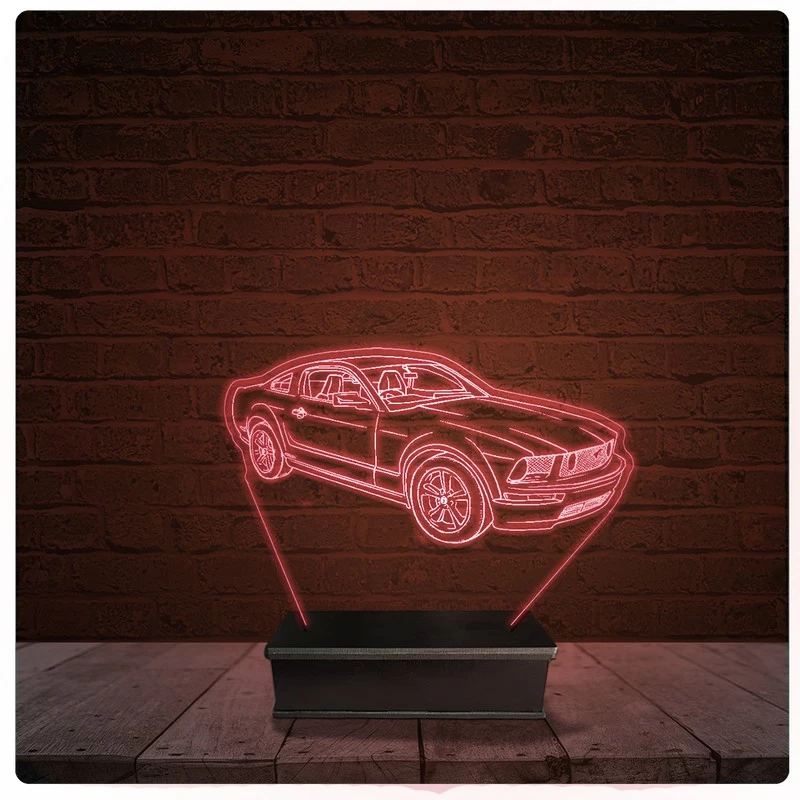 Abajur Luminária Acrílico Led - Ford Mustang carro Muscle