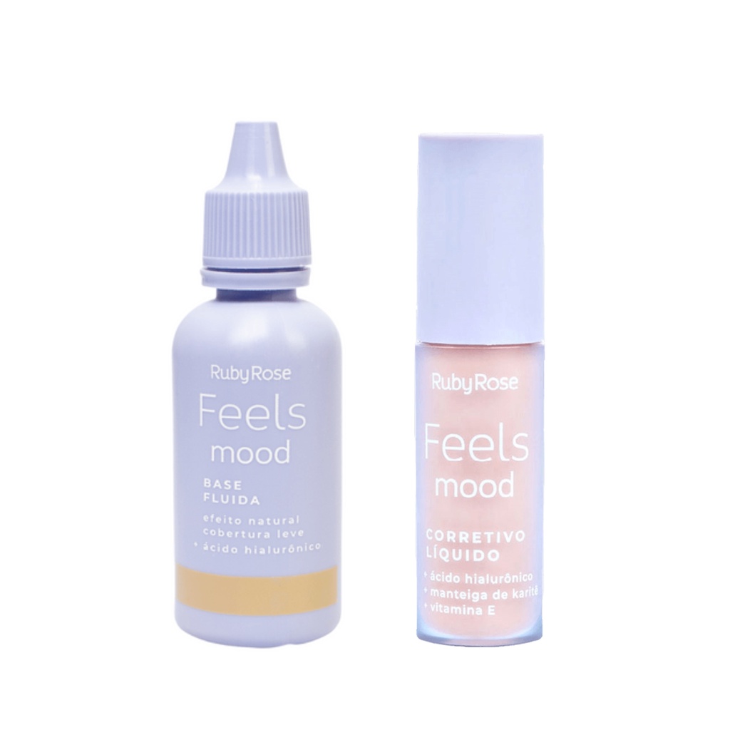 Kit Ruby Rose Base Fluida Feels Mood + Corretivo Feels Mood | Shopee Brasil