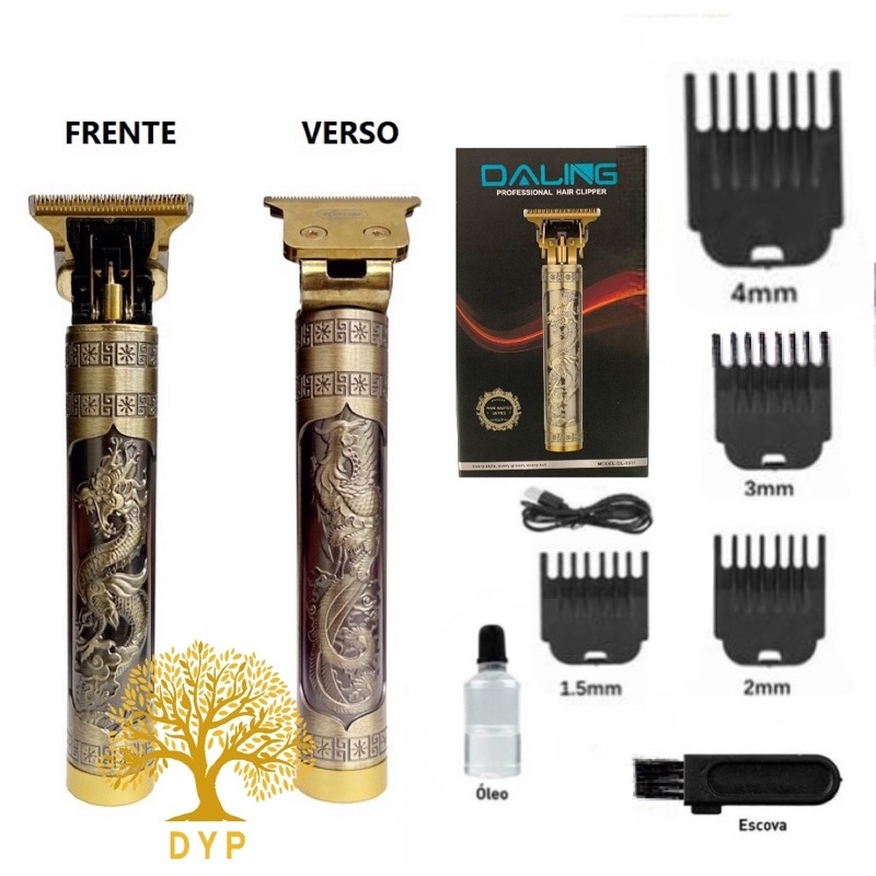 Máquina elétrica de cortar cabelo sem fio profissional Aparador Barbeiro Recarregável de barbear e acabamento Dragão Buda Pirata