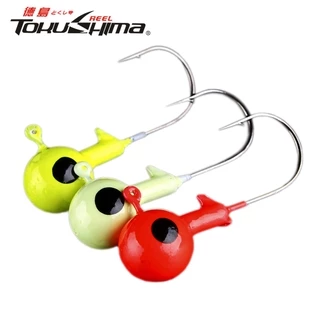 10Pcs/lot Jig Big Hooks Chumbo Cabeça Redonda Atrai Anzóis 3.5G-5G-7G-10G-12G-14G-20G Anzol De Pesca 3 Cores