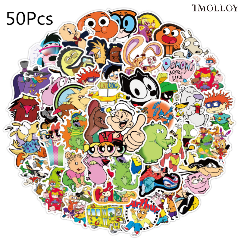 50pçs / Se90S Adesivos Clássicos De Desenhos Animados À Prova D 'Água