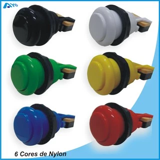 6 Botões Fliperama/Arcade Nylon c/ Micros p/ Arcade / Bartop / Fliperama, Etc..
