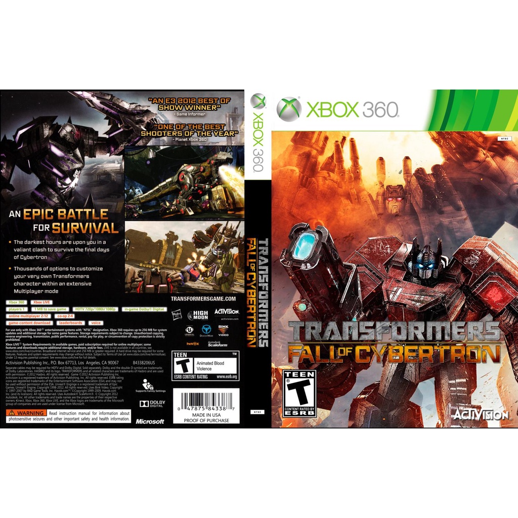 Transformers Fall Of Cybertron [ Xbox 360 LT 3..0 ou RGH 3.0 ] Shopee