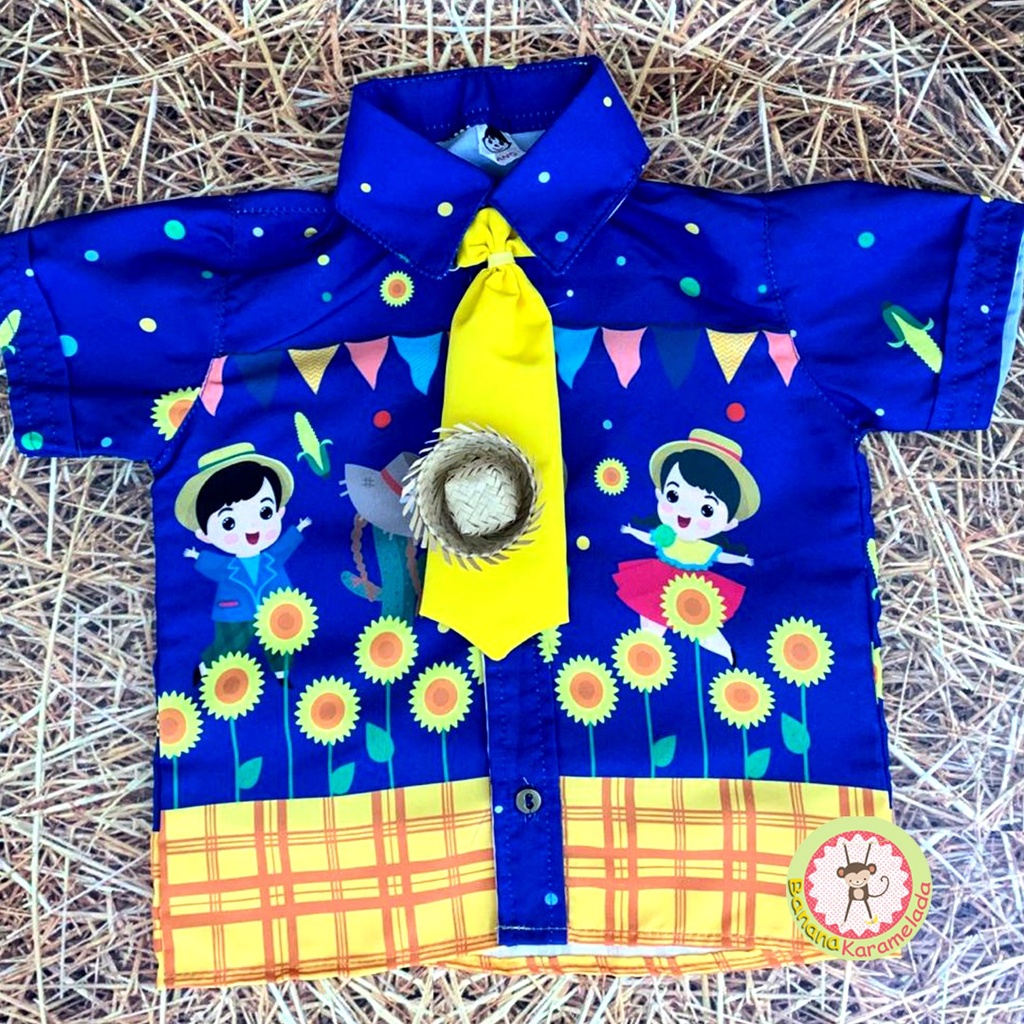 Camisa Festa Junina Infantil Menino Caipira São João Quadrilha Xadrez ...