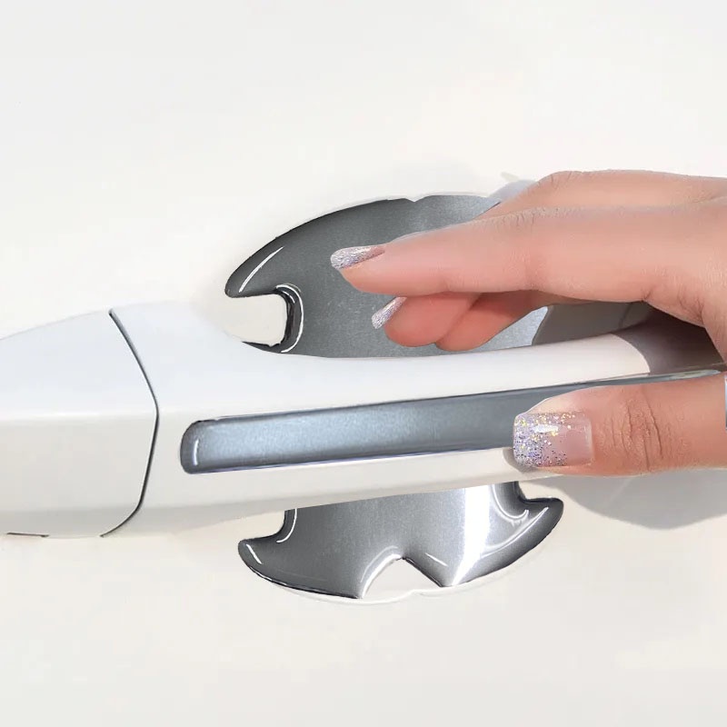 Protetor Adesivo de Maçaneta Carro Anti Risco Silicone Cromado