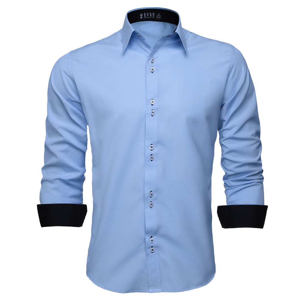 Camisa Social Slim Azul Royal Masculina Manga Longa - ESTILO MODAS