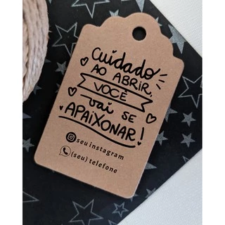 Tags Cuidado ao abrir você vai se apaixonar - Kraft - 140 unidades