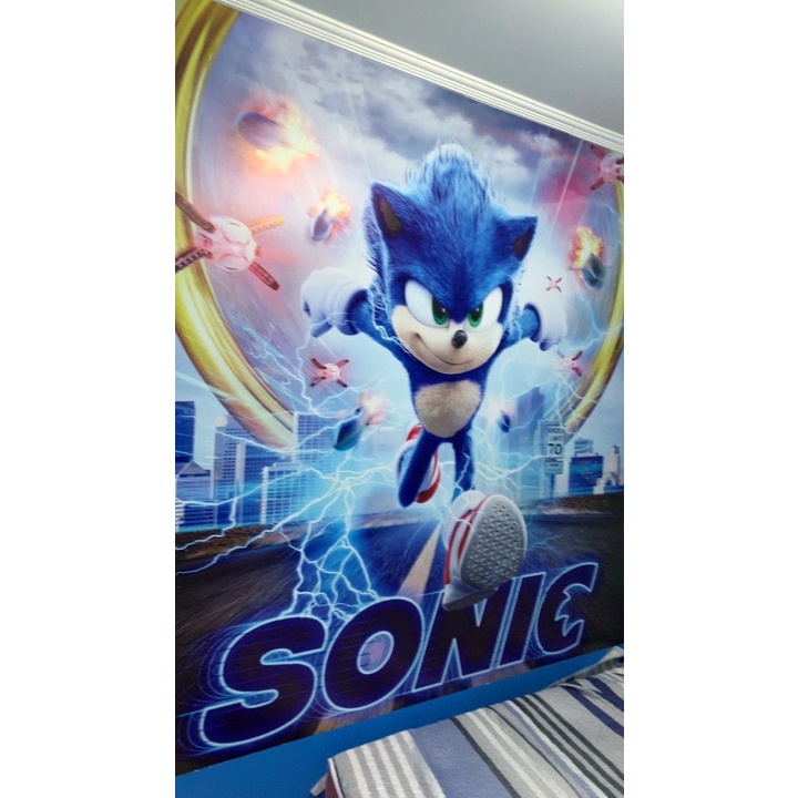 Papel De Parede Do Sonic 3d: Largura 2.00x2.00= 4m2