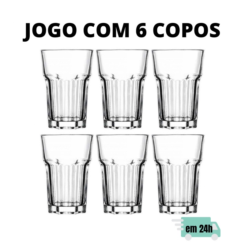 Jogo De Copos Original Line Com 6 Unidades Em Vidro Grosso Resistente no  Shoptime