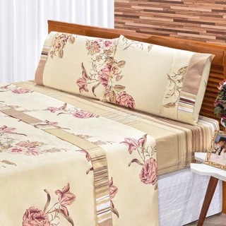 JOGO DE LENÇOL QUEEN 4 PEÇAS Jogo de cama Poliéster Linha Charme imagens ilustrativas PROMOÇÃO BARATO em Oferta na Shopee