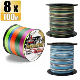Ashconfish 100M 8 Cordões Linha De Pesca Trançada 6-150LB Linhas De PE Camuflagem Multicolor Azul/Verde
