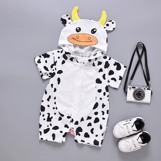 Verão De Algodão Bebê Vaca Animais Romper Novo Nascido Da Criança Roupas Macacão Onesiesz Traje Infantil