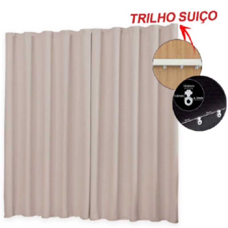 cortina blackout tecido trilho suisso 4x2,70 corta luz