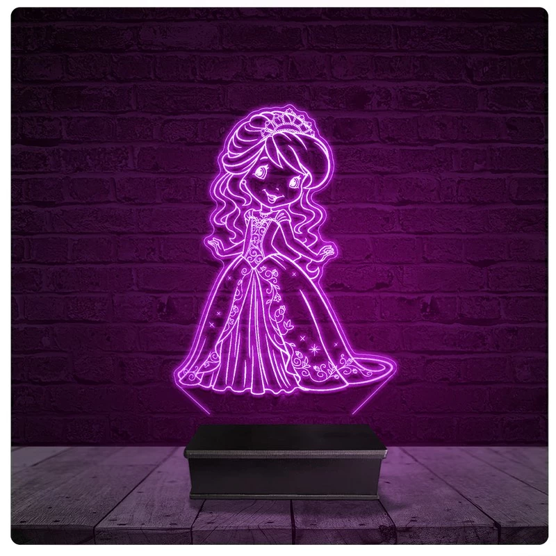 Luminária e Abajur Acrílico Led Princesa Infantil Decoração