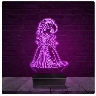Luminária e Abajur Acrílico Led Princesa Infantil Decoração