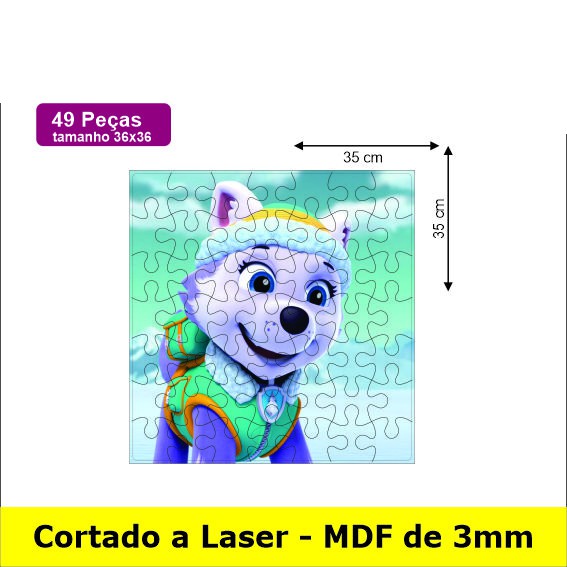 Quebra Cabeça Infantil Patrulha Canina Mdf 49 Peças C/ Caixa