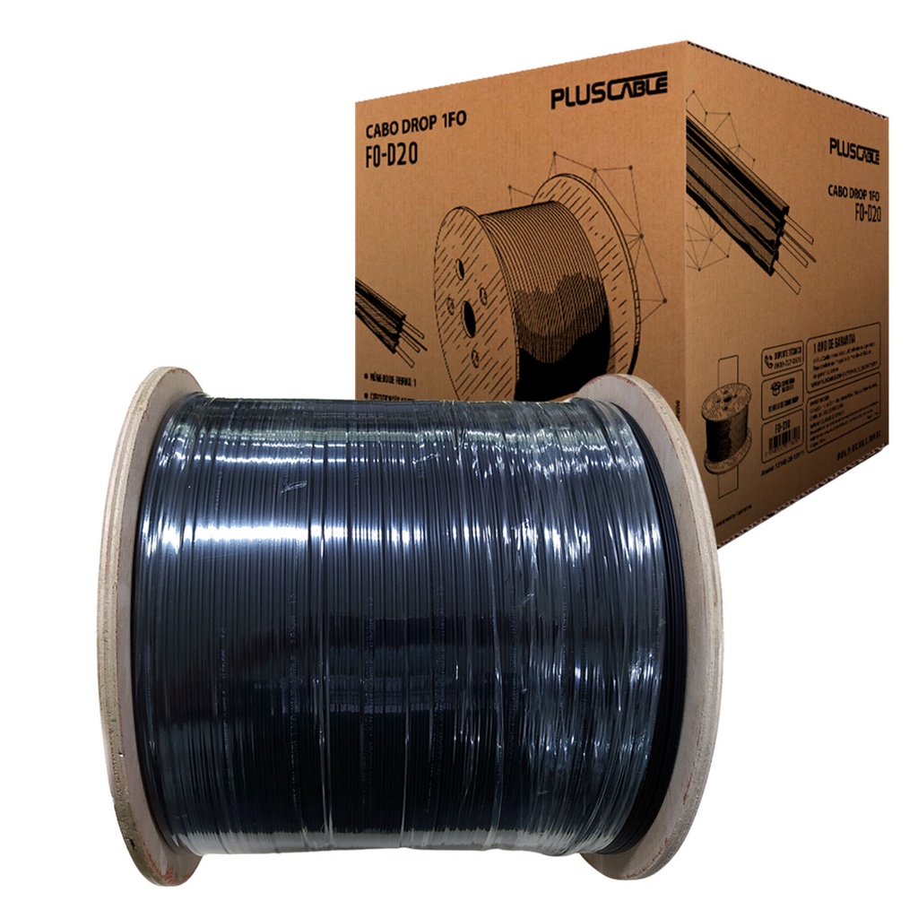Cabo Drop Fibra Óptica 2Fo 1 Km Alta Resistência Plus Cable | Shopee Brasil
