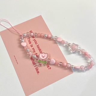[Escolha De Valor] Tulipa Cor-De-Rosa Estilo Feminino Redonda Em Forma De Estrela Contas De Resina Cordão De Corrente De Telefone Diy Pingente Acessórios De Jóias