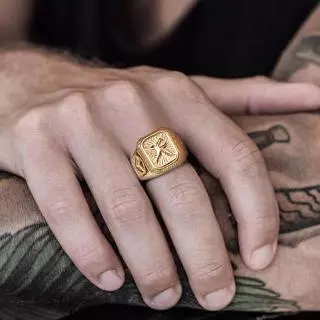Vnox Anel De Sinete De Águia Americana De Animais Para Homens De Aço Inoxidável Dourado Masculino