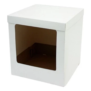CAIXA PARA BOLO ALTO BRANCA 23X23X35CM