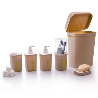 Kit para Banheiro Quadrado Classic Fosco Nude 6 Peças