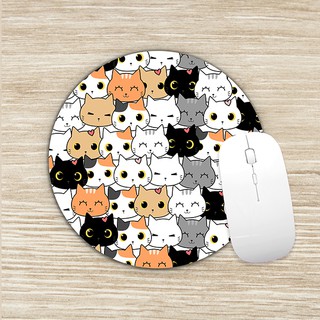 Mouse pads redondos fofos gatos lendo livro família trabalhando jogos  tapete de mouse para laptop e computador PC