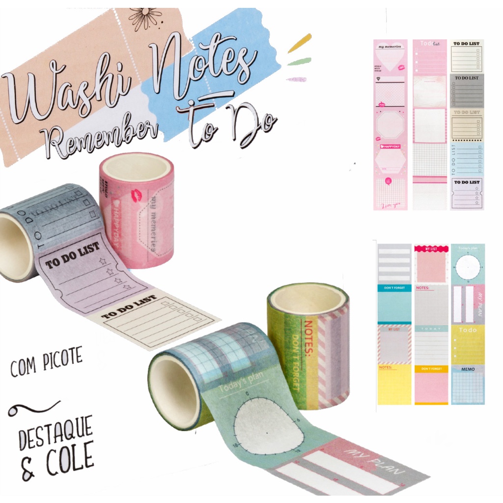 Washi Tape Notes BRW 3 Metros Shopee Brasil