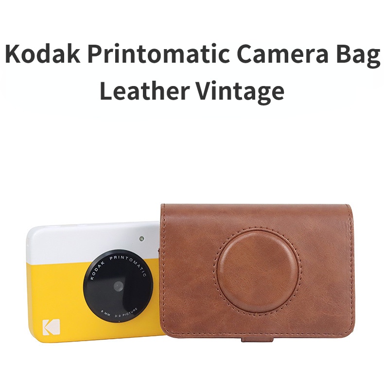 Étui Cuir PU Pour Kodak Printomatic - Housse 2 En 1 Appareil Photo + Imprimante Avec Dragonne | Protection Contre Rayures, Marron - 13