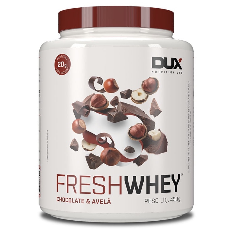Fresh Whey Protein 450g – Dux Nutrition Chocolate e Avelã – Entrega Rápida!
