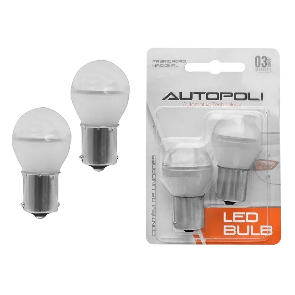 Jogo de 10 Lâmpadas AutoPoli Led Ba15s-21 1 Polo Branco 1141 30w