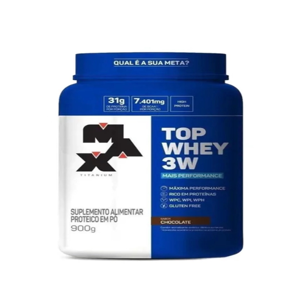 Top Whey 3W Mais Performance 900g Max Titanium | Shopee Brasil