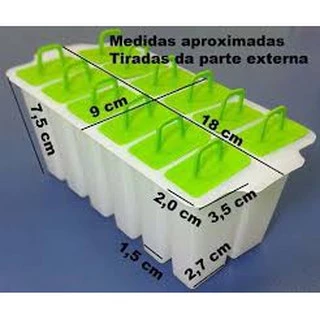 Forma Para Sorvete Com 12 Picolés Fácil E Prático (TAMANHO DE CADA PICOLÉ 4 X 2 X 7 CM DE PLÁSTICO )