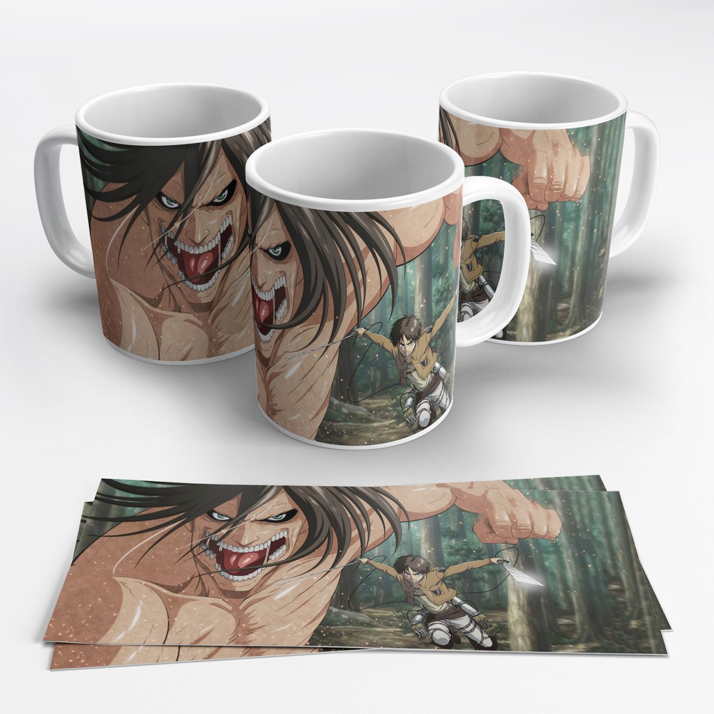 Caneca De Porcelana 325ml Shingeki No Kyojin Ataque Ao Titã