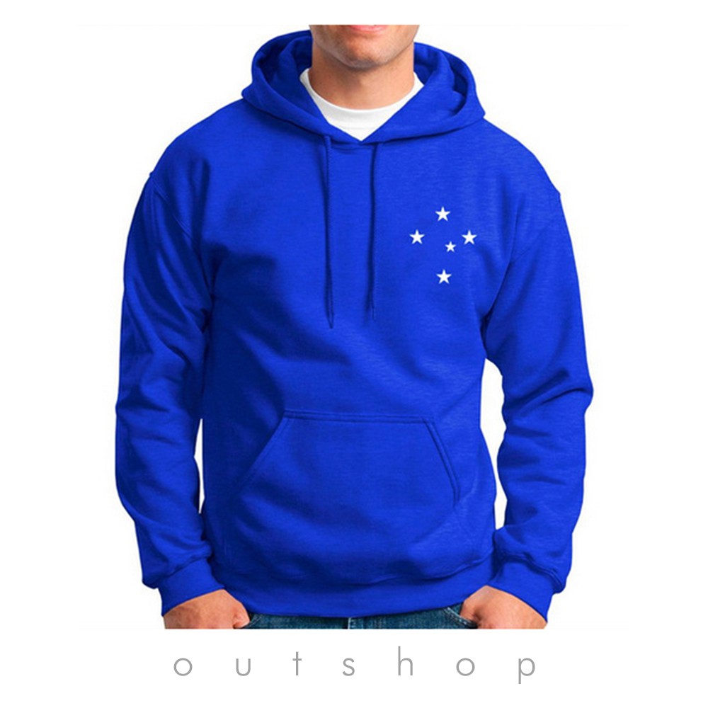 Moletom Canguru Cruzeiro Blusa de Frio Estrelas Time Futebol