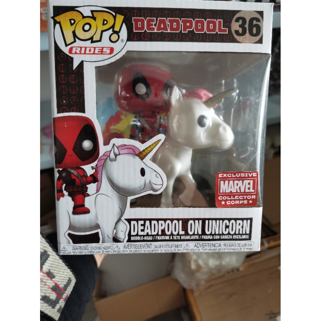 Funko Pop Deadpool Bubble-Head On Unicorn # 36 Colecionador Marvel Corps  Exclusive New Rare Ver. Exclusivo | Shopee Brasil