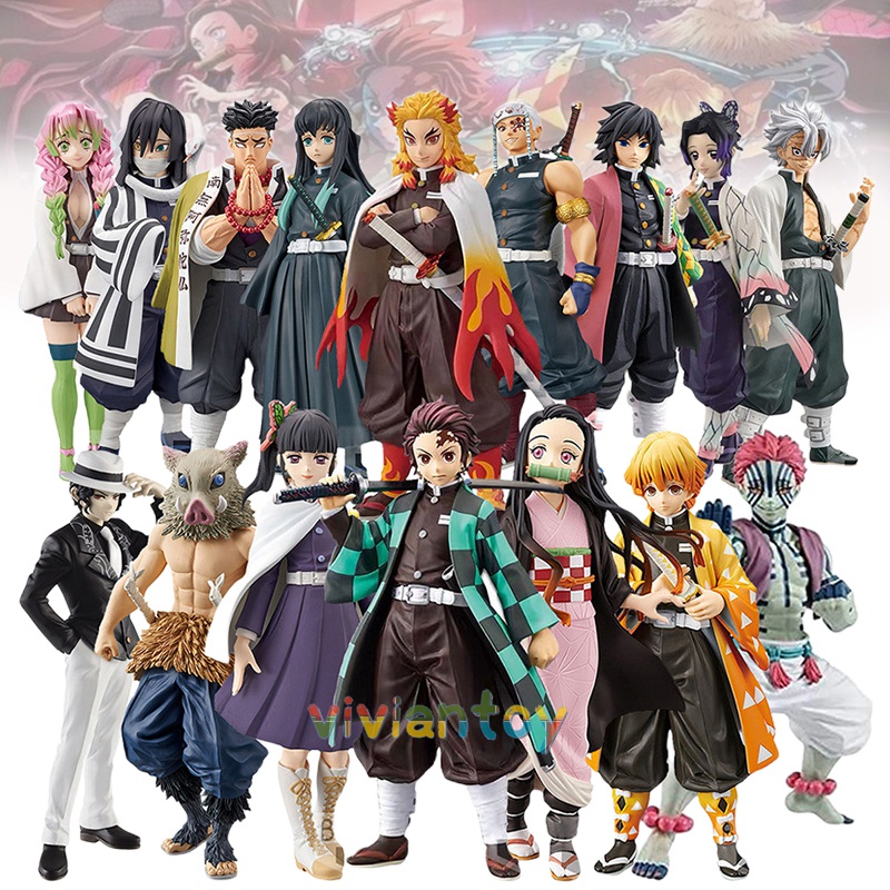 JAOCDOEN Boneco de anime caçador de demônios, 15 cm, boneco de PVC sentado,  personagem anime Kamado Tanjiro/Nezuko/Zenitsu/Sinobu coleção de brinquedos  para fãs