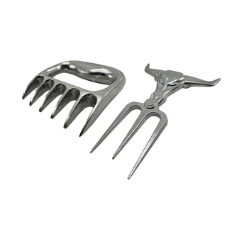 kit Garra De Urso Garfo Tridente Alumínio Maciço para Churrasco