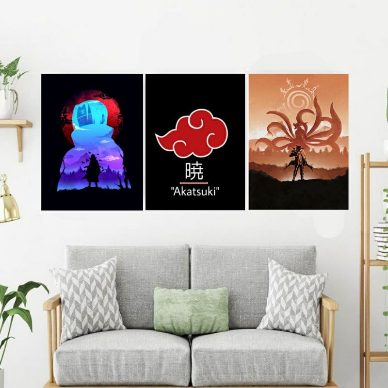 Poster Naruto Sur Toile Coton 20x30 Cm - Décor Manga Akatsuki - Sans Cadre
