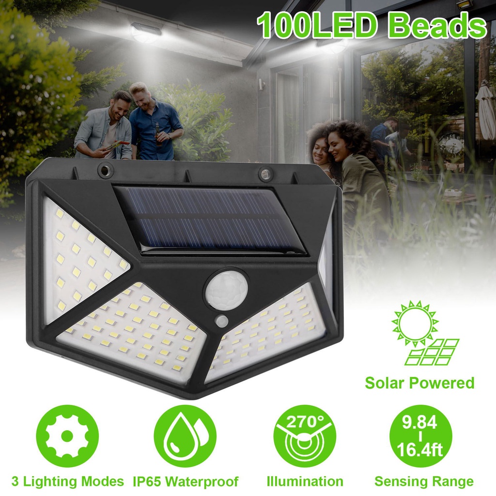 Luminária Solar Leds Com Sensor Presença Movimento Fotocélula Sem Fio à Prova D' Água