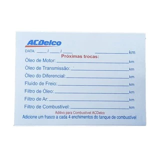 Kit Etiqueta Troca de Óleo - Acdelco 20 Unidades