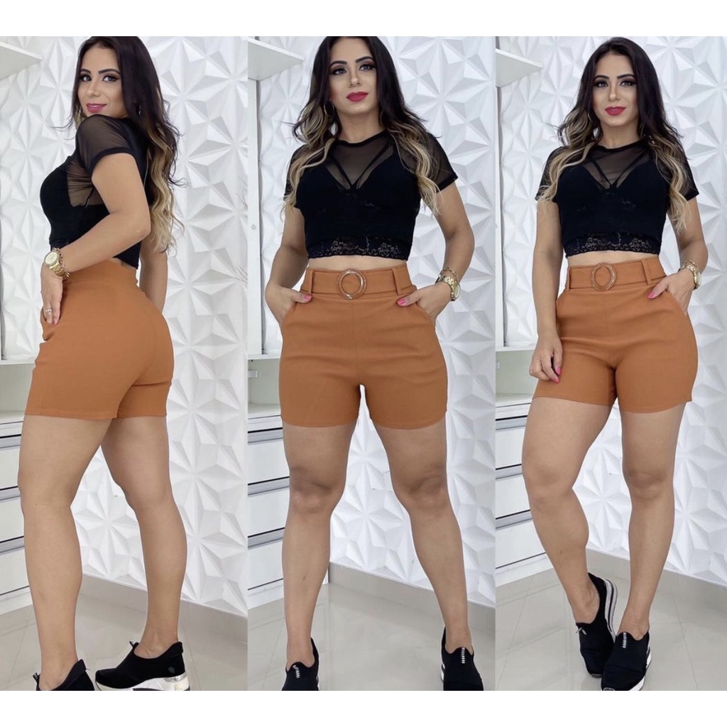 Short Feminino Plus Size Bengaline - No Atacado